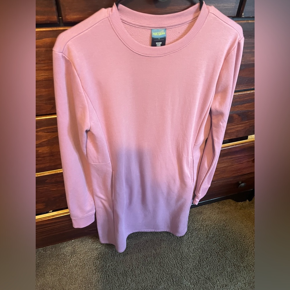 Tek Gear Women's Soft Pink Crew Neck fleece dress size small